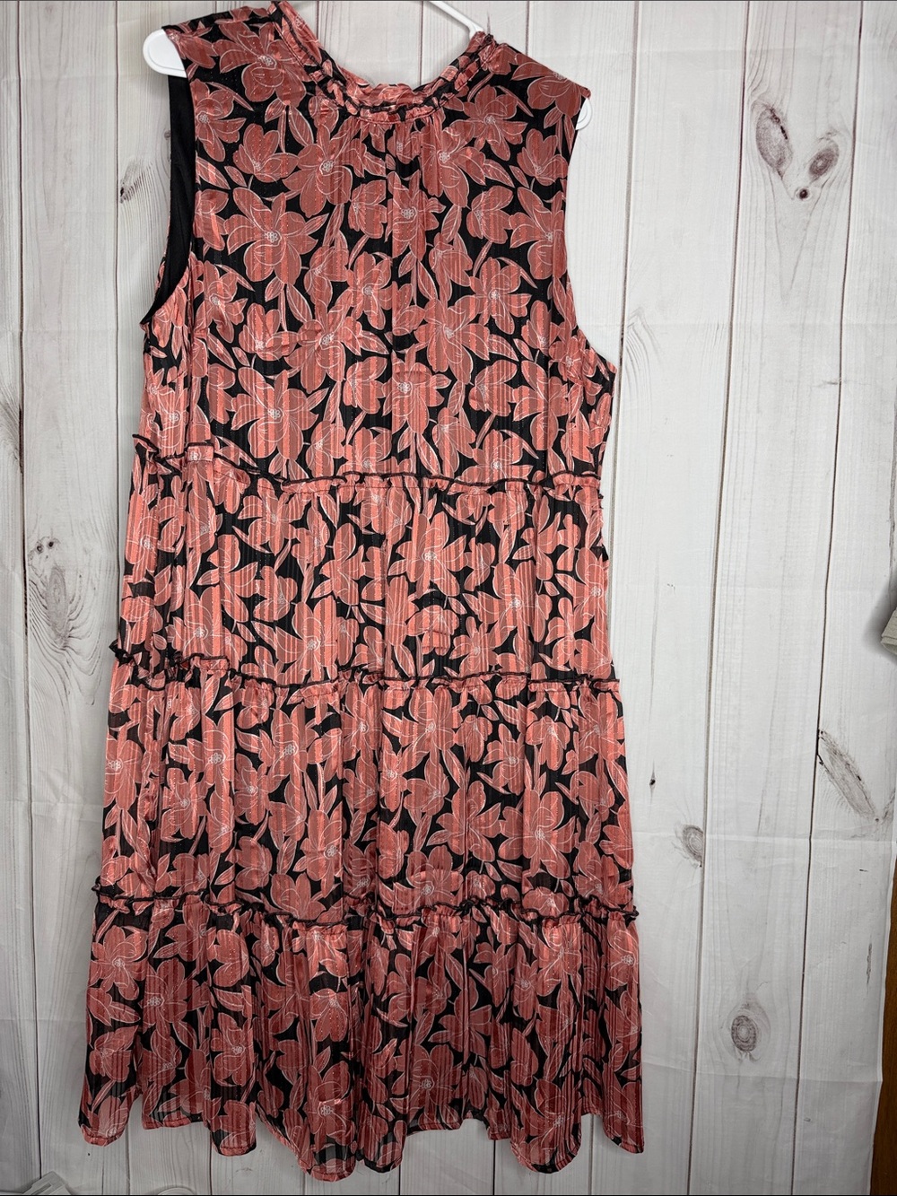 Sara Michelle lined Black Dress with Coral Floral Print 2x-1154
